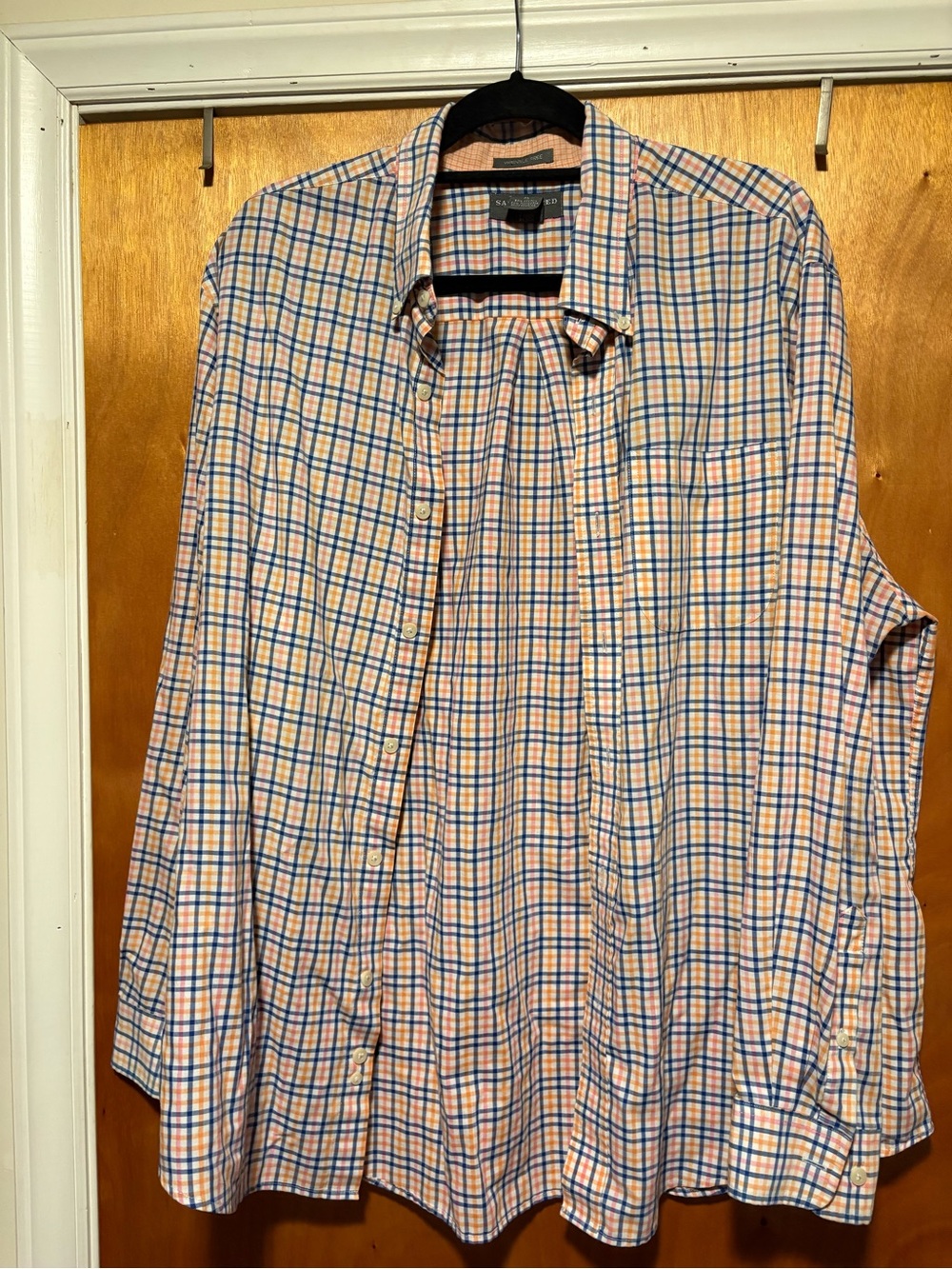 Saddlebred Blue and Orange Plaid Dress Shirt